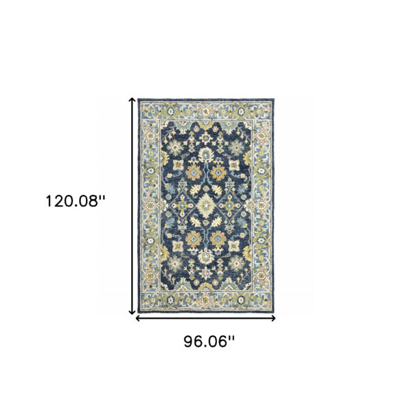 8'X10' Navy And Blue Bohemian Rug