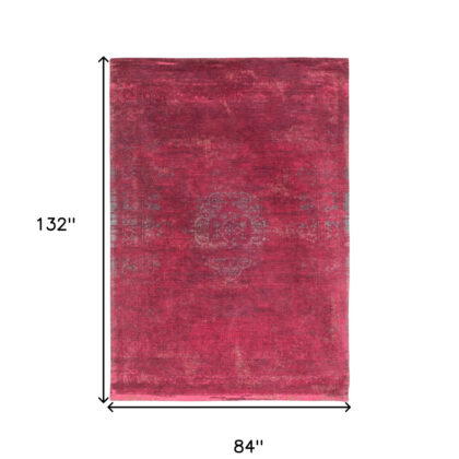 8' x 11' Gray and Pink Medallion Non Skid Area Rug