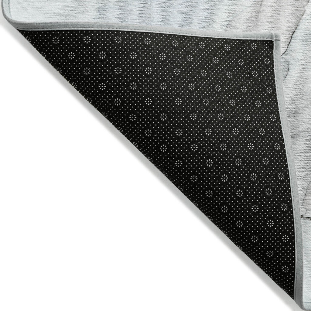 2' X 3' Ivory Blue and Gray Abstract Washable Non Skid Indoor Outdoor Area Rug