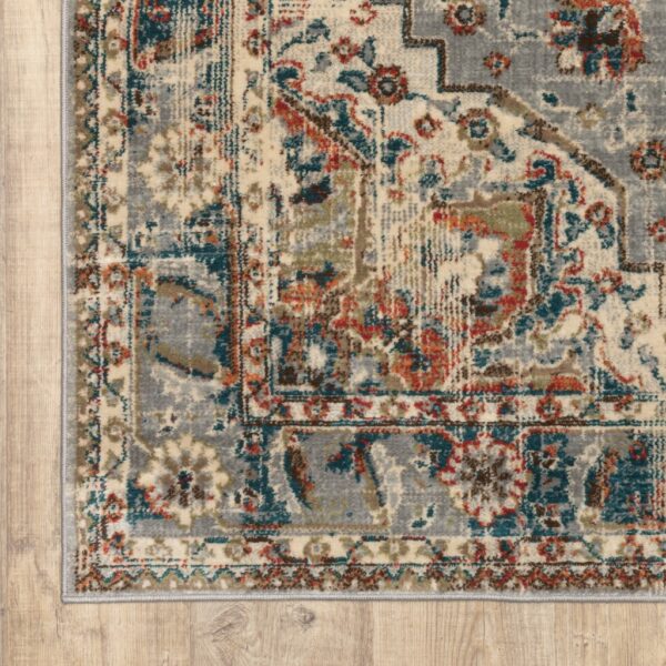 10’ X 13’ Gray And Rust Distressed Medallion Area Rug