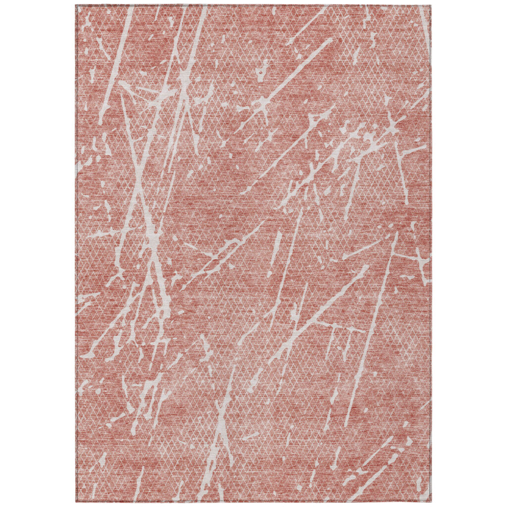 5' X 8' Blush And Ivory Abstract Washable Indoor Outdoor Area Rug