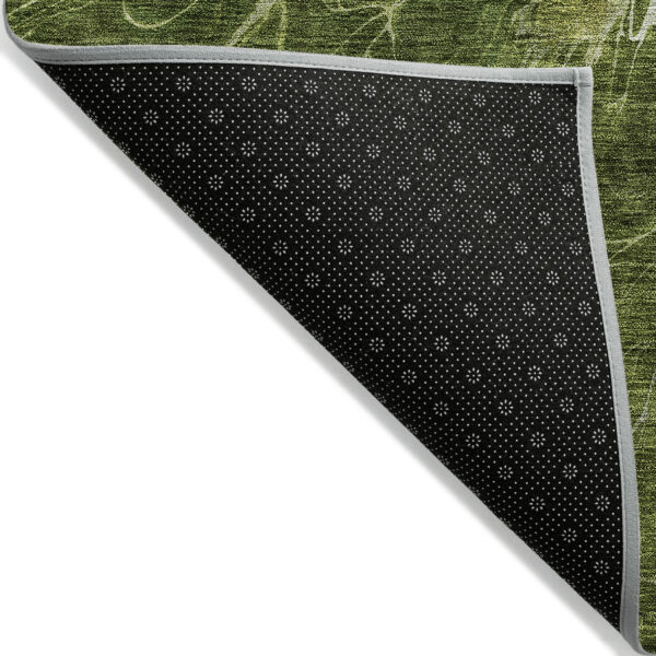 8' X 10' Olive Green And Sage Abstract Washable Indoor Outdoor Area Rug