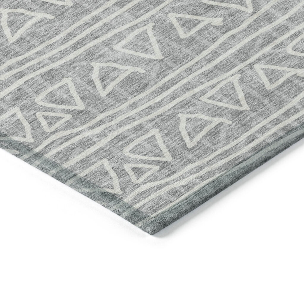 8' X 10' Gray Charcoal And Silver Geometric Washable Indoor Outdoor Area Rug