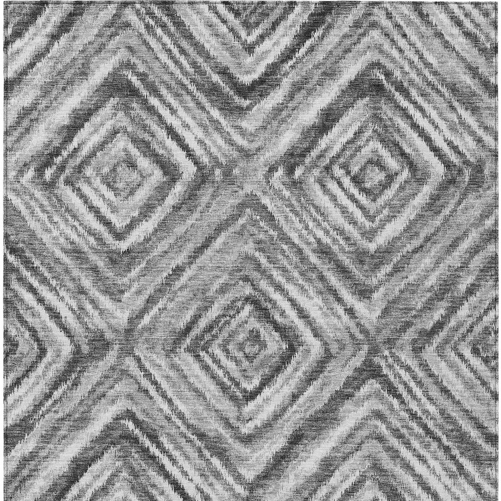 3' X 5' Gray Silver And Ivory Geometric Washable Indoor Outdoor Area Rug
