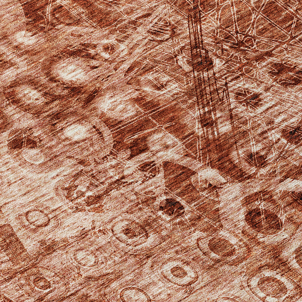 9' X 12' Orange Ikat Washable Indoor Outdoor Area Rug
