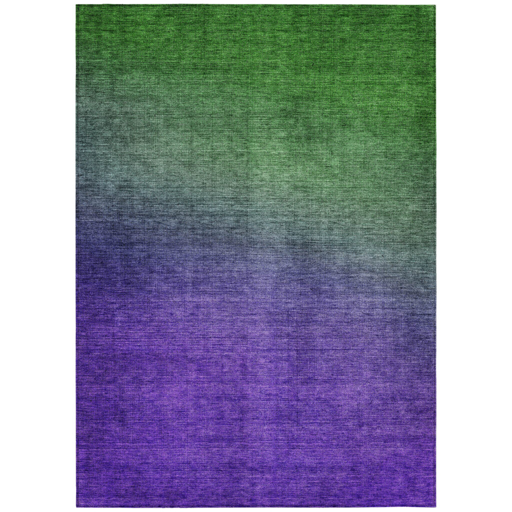 9' X 12' Green Purple And Charcoal Ombre Washable Indoor Outdoor Area Rug