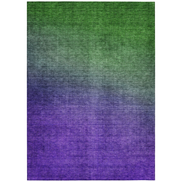 9' X 12' Green Purple And Charcoal Ombre Washable Indoor Outdoor Area Rug