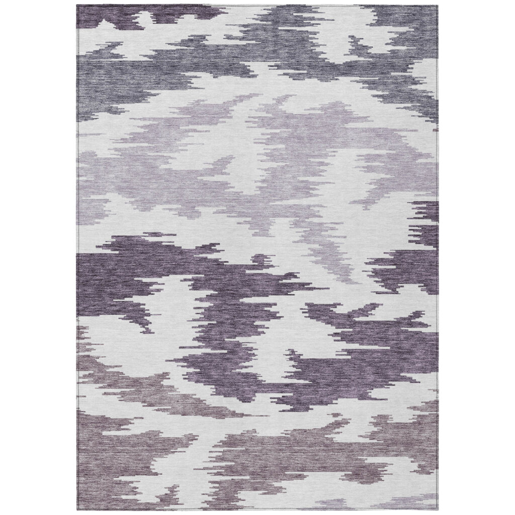 3' X 5' Purple Lavender And Ivory Abstract Washable Indoor Outdoor Area Rug