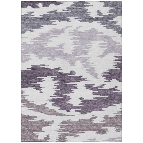 3' X 5' Purple Lavender And Ivory Abstract Washable Indoor Outdoor Area Rug