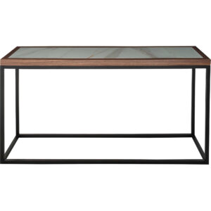 59" Brown White and Black Genuine Marble Frame Console Table