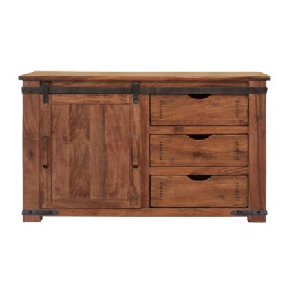 50" Brown Solid Wood Enclosed Storage Distressed TV Stand