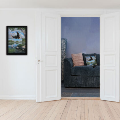 On Eagles Wings 1 Black Framed Print Wall Art