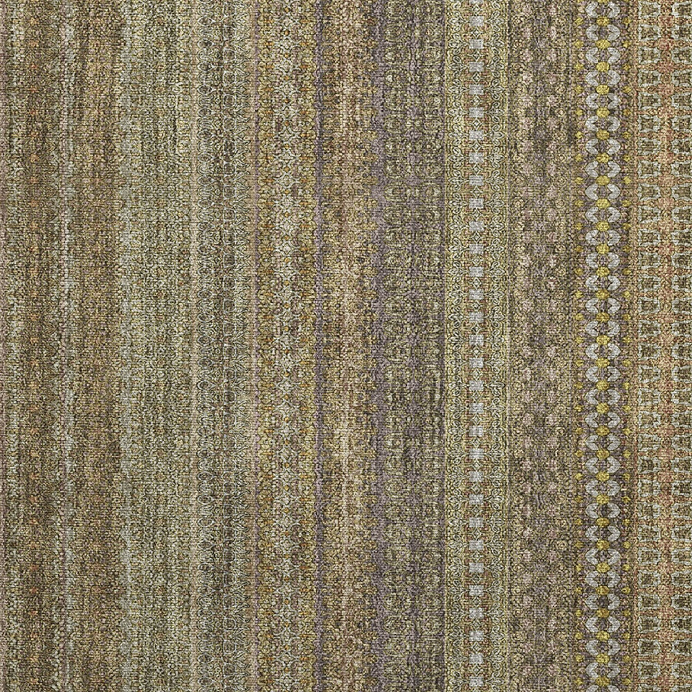2' X 3' Khaki Striped Washable Non Skid Indoor Outdoor Area Rug
