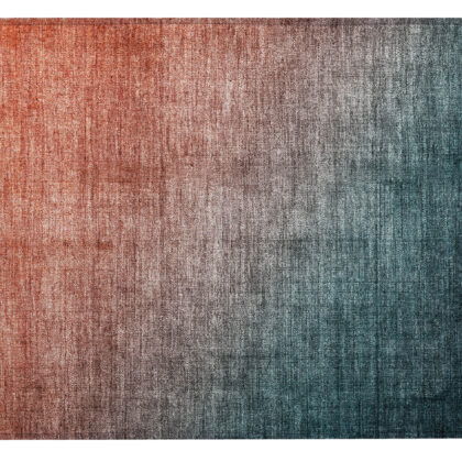 2' X 3' Gray and Red Orange Ombre Washable Non Skid Indoor Outdoor Area Rug