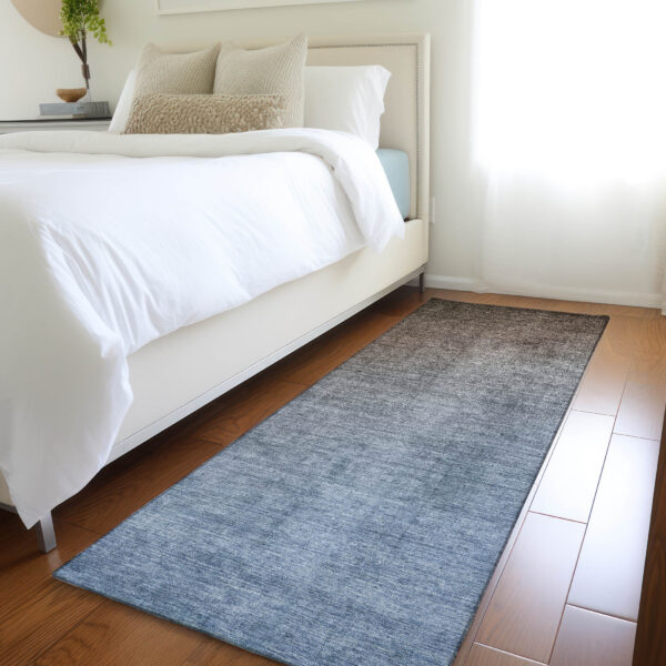 8' Runner Blue and Green Ombre Washable Non Skid Indoor Outdoor Runner Rug