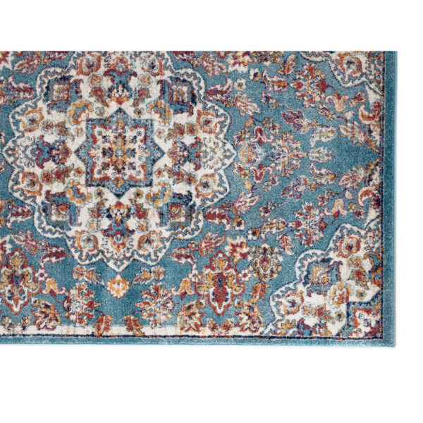 4' x 6' Blue and Orange Medallion Power Loom Area Rug