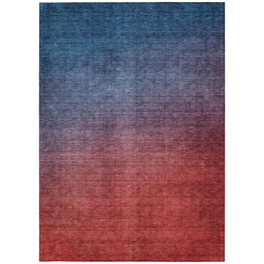 3' X 5' Navy Blue Red And Eggplant Ombre Washable Indoor Outdoor Area Rug
