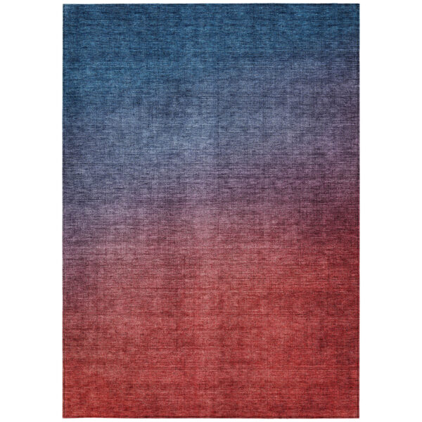 3' X 5' Navy Blue Red And Eggplant Ombre Washable Indoor Outdoor Area Rug