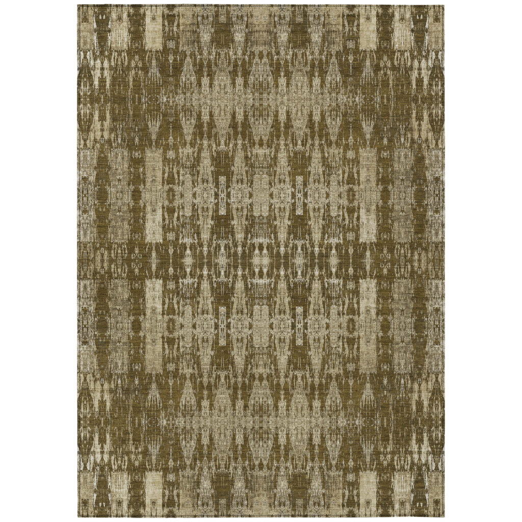 8' X 10' Chocolate Taupe And Beige Moroccan Washable Indoor Outdoor Area Rug