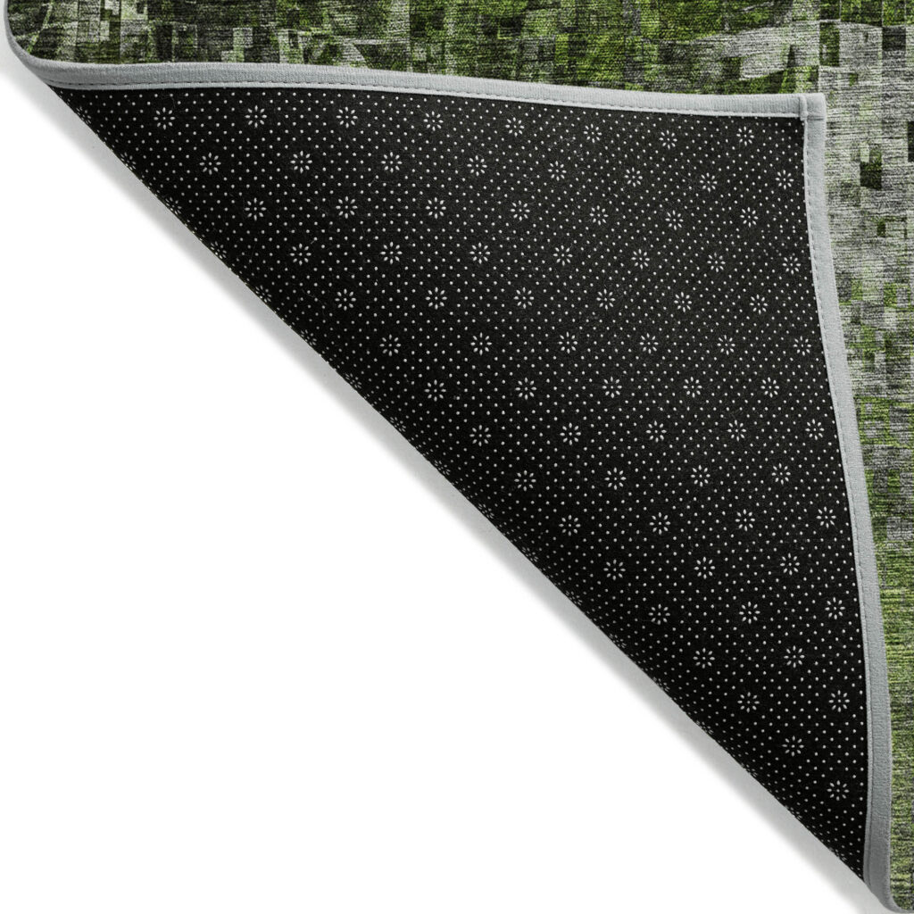 10' X 14' Green And Lime Green Abstract Washable Indoor Outdoor Area Rug
