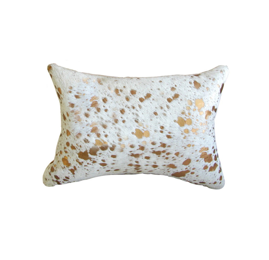 12" X 20" X 5" Impressive Natural And Gold Torino Kobe Cowhide  Pillow