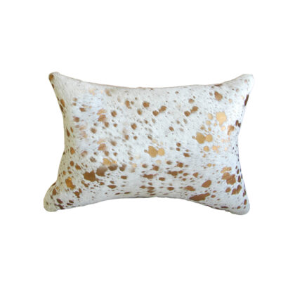 12" X 20" X 5" Impressive Natural And Gold Torino Kobe Cowhide  Pillow