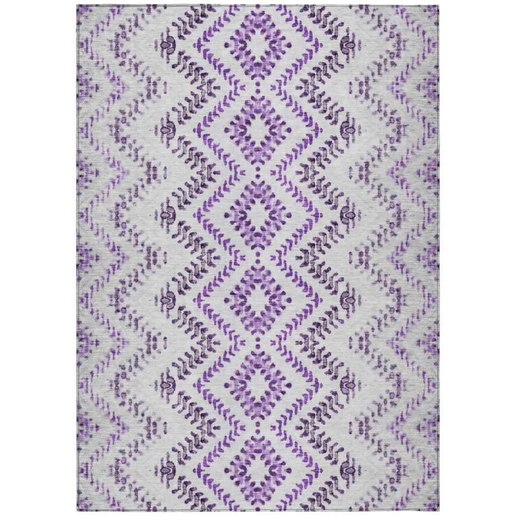 10' X 14' Purple Eggplant And Lavender Geometric Washable Indoor Outdoor Area Rug