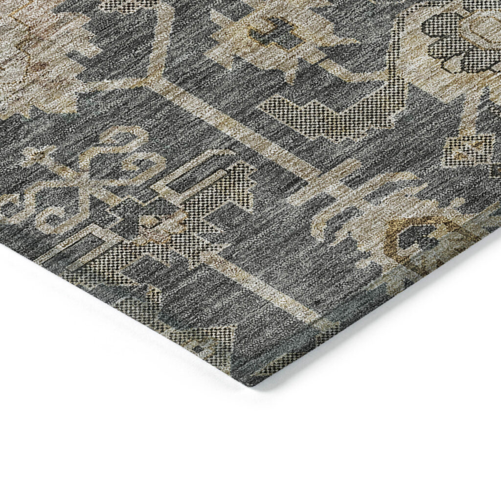5' X 8' Gray Silver And Beige Oriental Washable Indoor Outdoor Area Rug