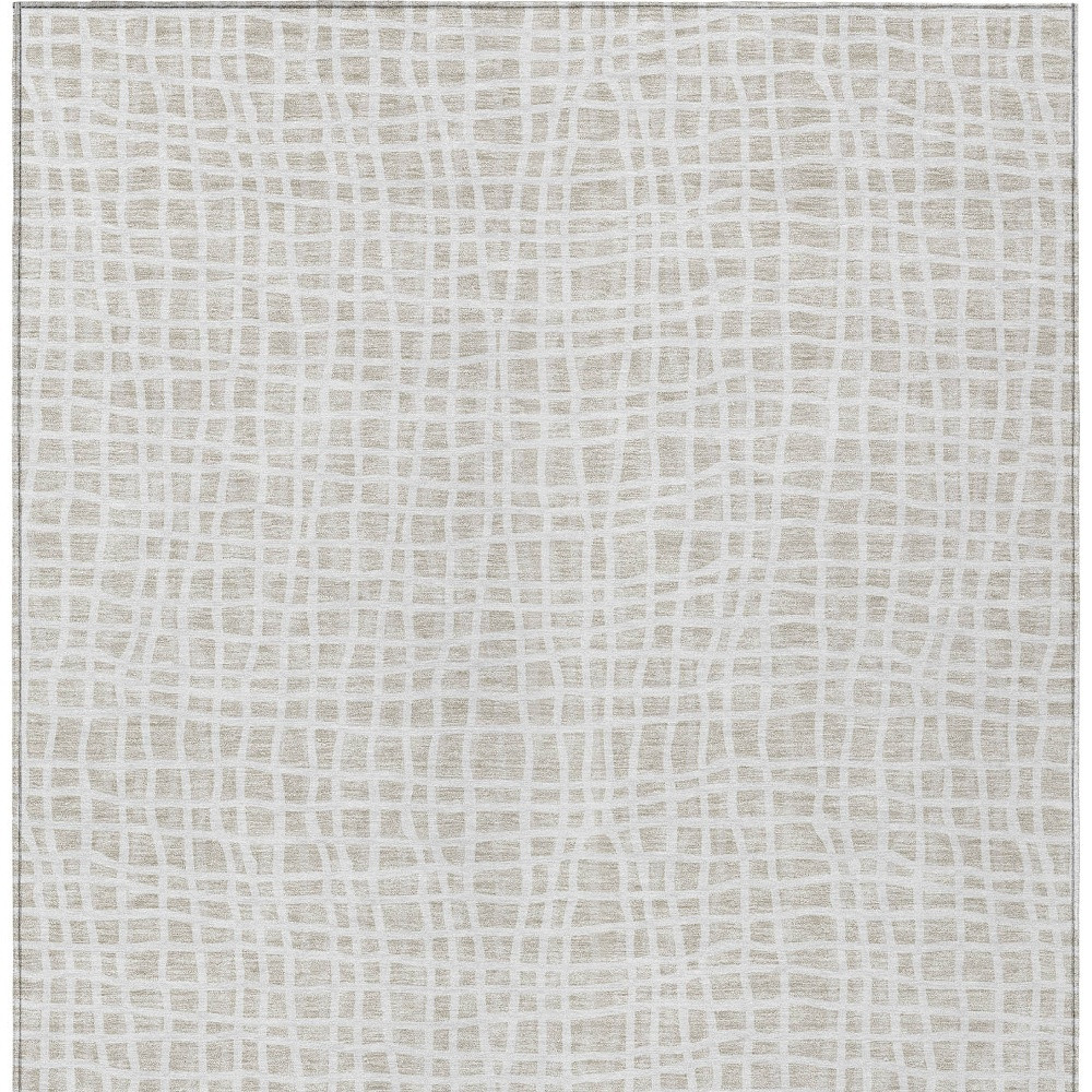 5' X 8' Ivory And Beige Striped Washable Indoor Outdoor Area Rug