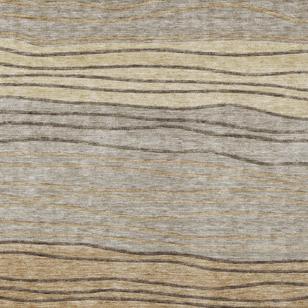 8' X 10' Taupe Brown And Beige Striped Washable Indoor Outdoor Area Rug