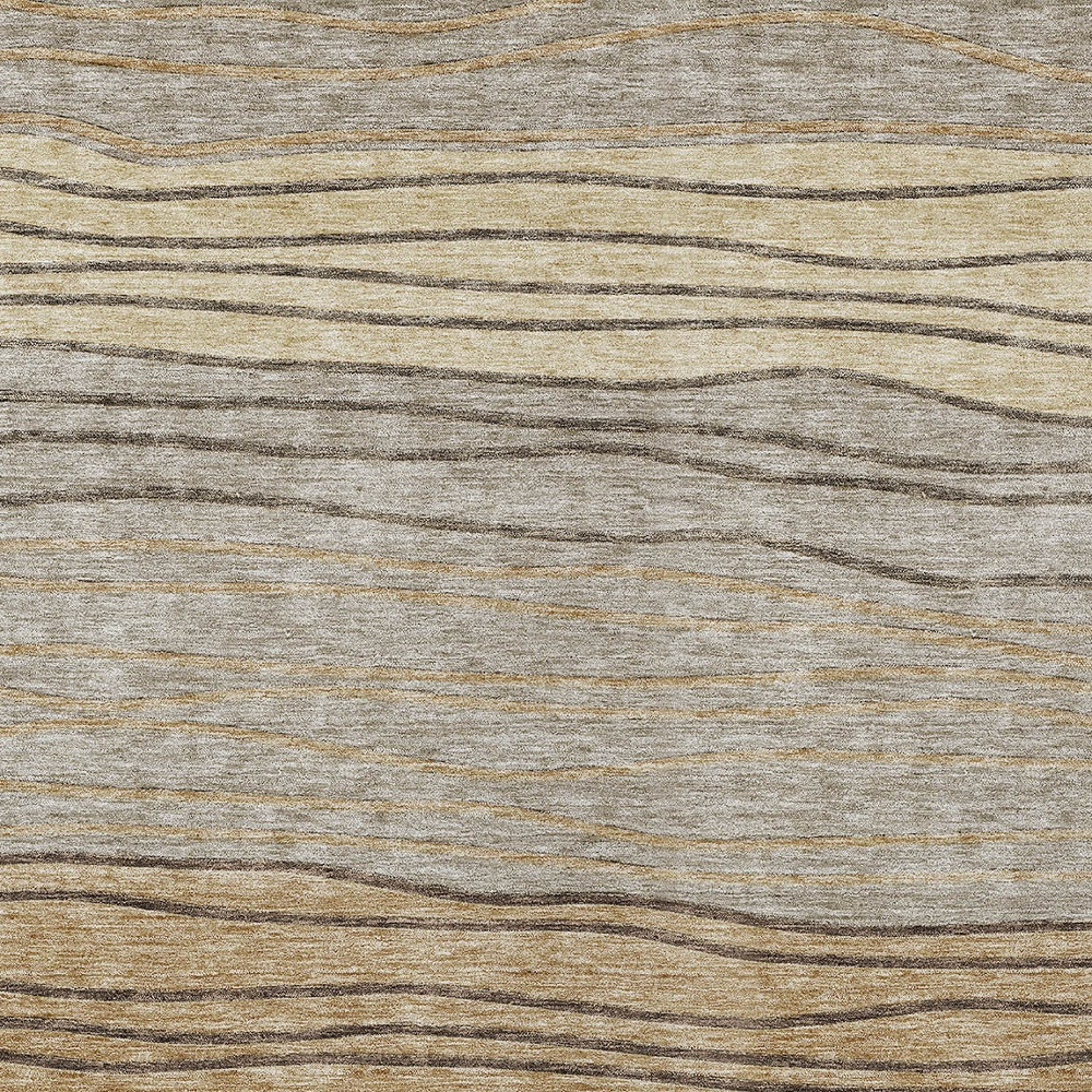 8' X 10' Taupe Brown And Beige Striped Washable Indoor Outdoor Area Rug