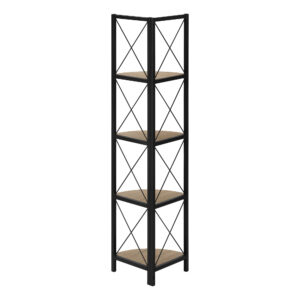 59" Taupe Metal Corner Bookcase