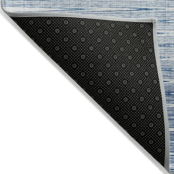 5' X 8' Navy Blue And Sky Blue Abstract Washable Indoor Outdoor Area Rug