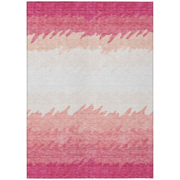 10' X 14' Blush Pink And Ivory Striped Washable Indoor Outdoor Area Rug