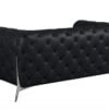 Two Piece Indoor Black Italian Leather Five Person Seating Set