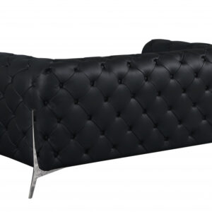 Two Piece Indoor Black Italian Leather Five Person Seating Set