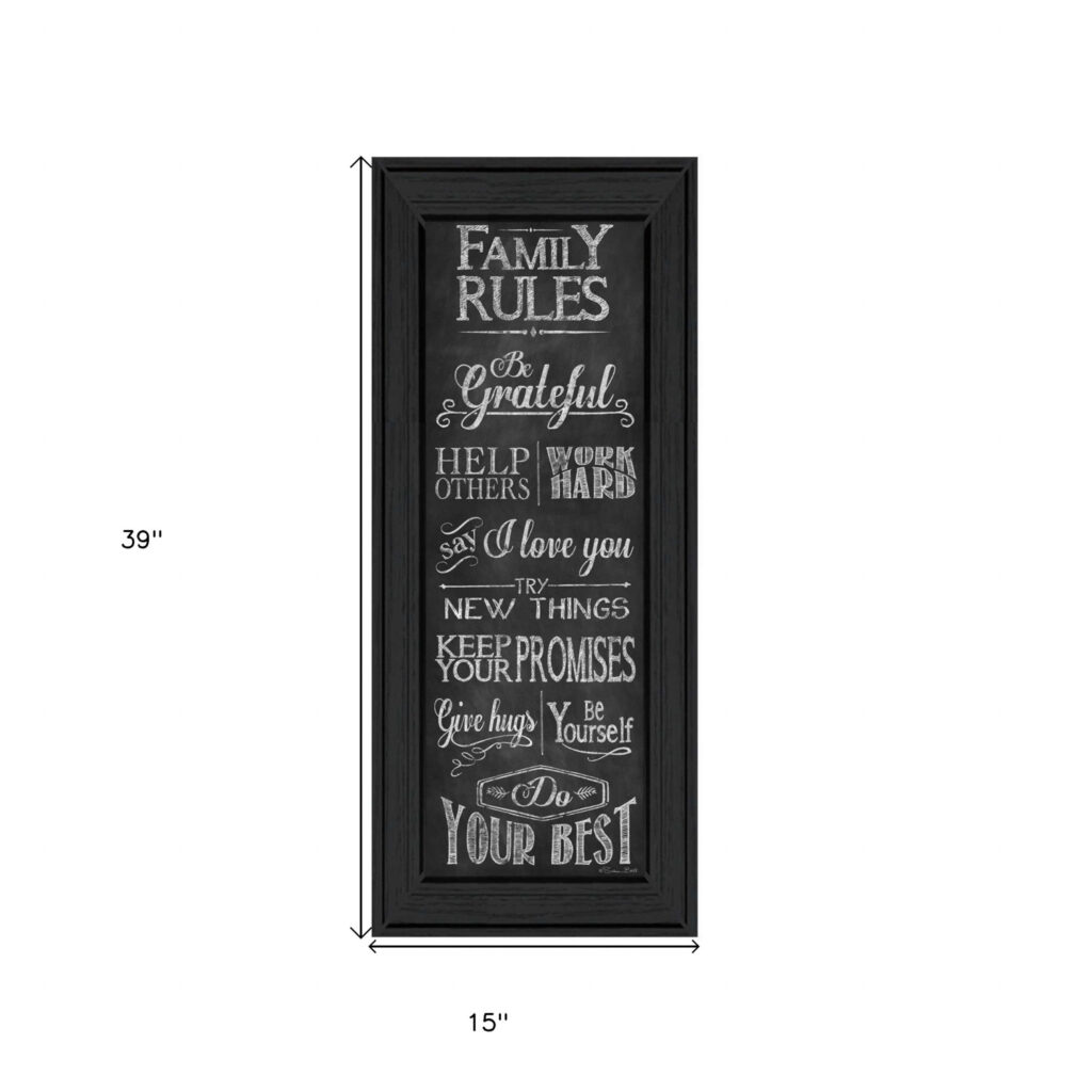 Family Rules 1 Black Framed Print Wall Art