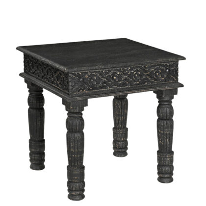 24" Black Solid Wood End Table