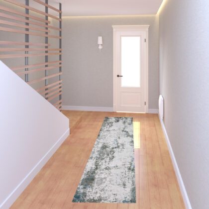 2' X 8' Gray And Ivory Abstract Printed Stain Resistant Non Skid Runner Rug