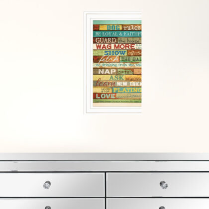 Dog Rules 2 White Framed Print Wall Art