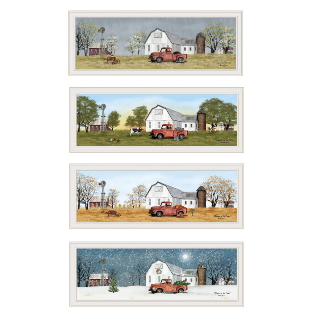 Set Of Four Billy Jacobs Four Seasons Collection VII 4-Piece 1 White Framed Print Wall Art