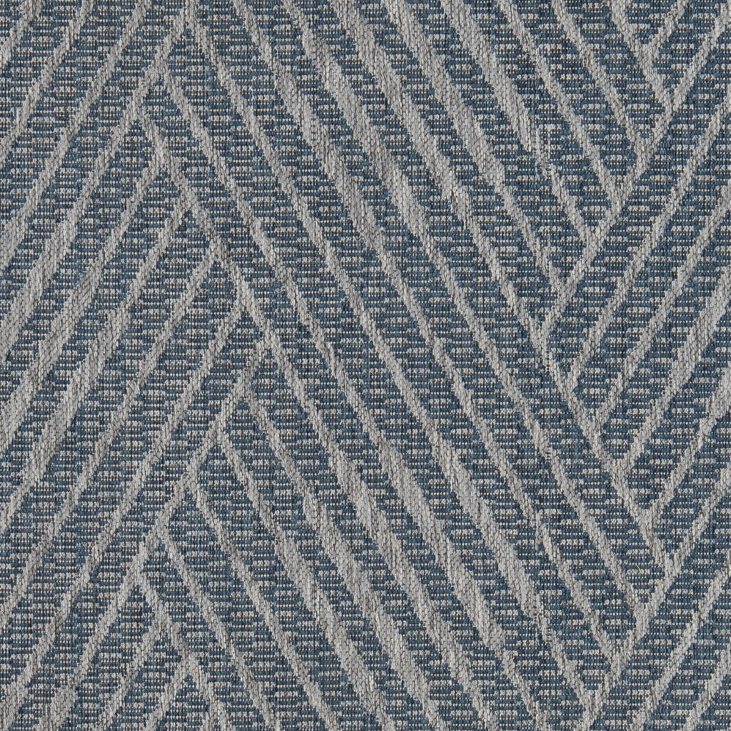 5' x 8' Gray and Blue Geometric Stain Resistant Indoor Outdoor Area Rug