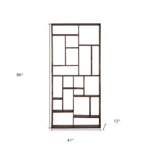 Brown And Natural Wood Ten Tier Bookcase
