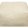 22" Ivory Leather Pouf Ottoman