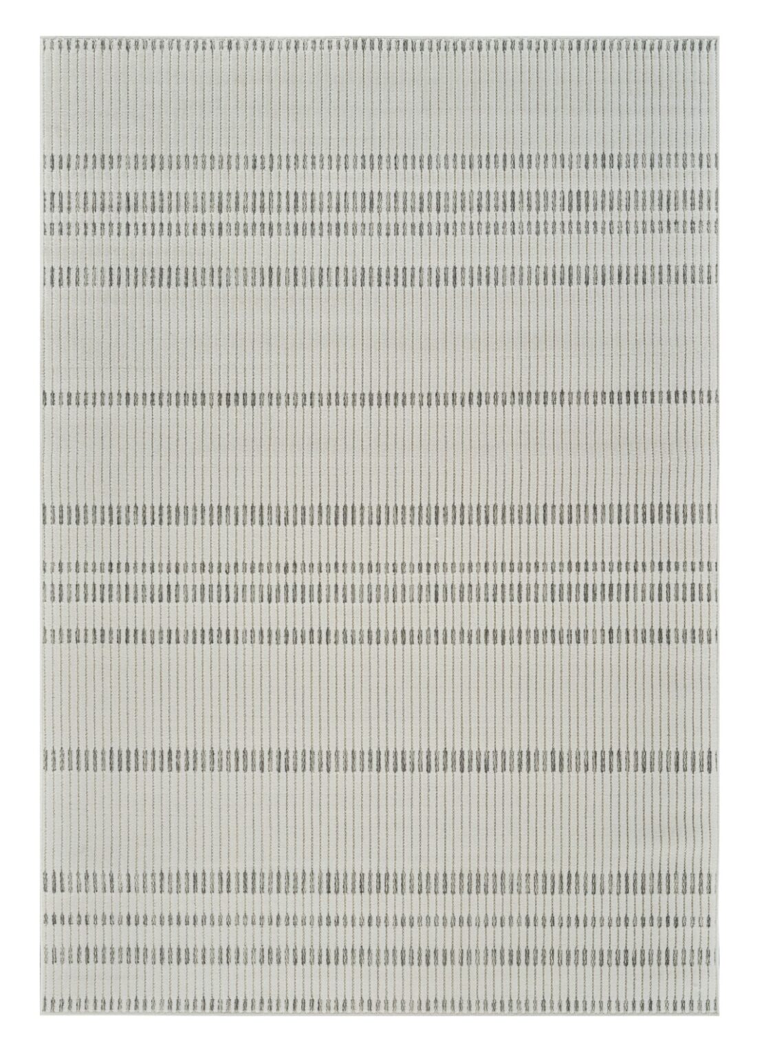 5' X 7' Cream and Beige Striped Distressed Indoor Outdoor Area Rug
