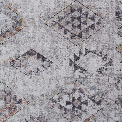 2' X 3' Gray Taupe And Blue Geometric Stain Resistant Area Rug