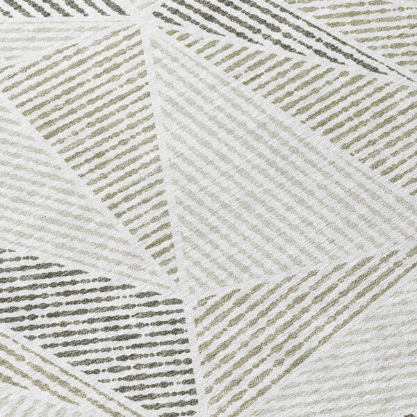 3' X 5' Taupe Brown And Beige Geometric Washable Indoor Outdoor Area Rug