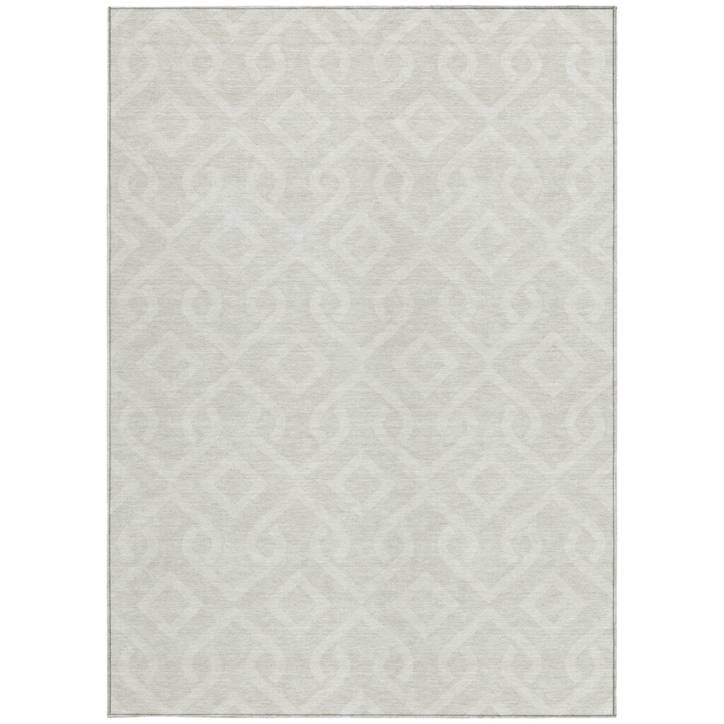 3' X 5' Ivory And Light Gray Geometric Washable Indoor Outdoor Area Rug