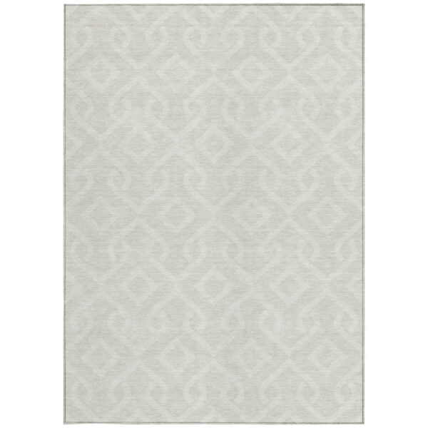 3' X 5' Ivory And Light Gray Geometric Washable Indoor Outdoor Area Rug