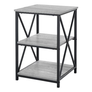 26" Rectangular Grey Black Metal Accent Table